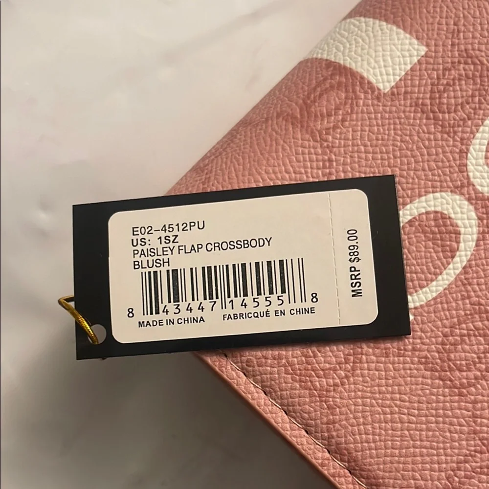 Bebe Pink and White Crossbody Bag Compact Faux Leather - Picture 2 of 4